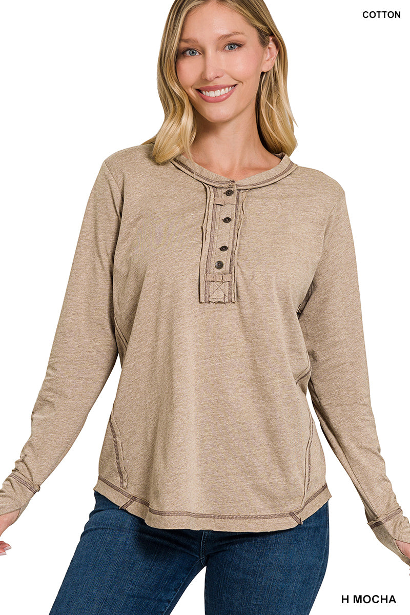 Thumb hole cuff long sleeve top in 4 colors