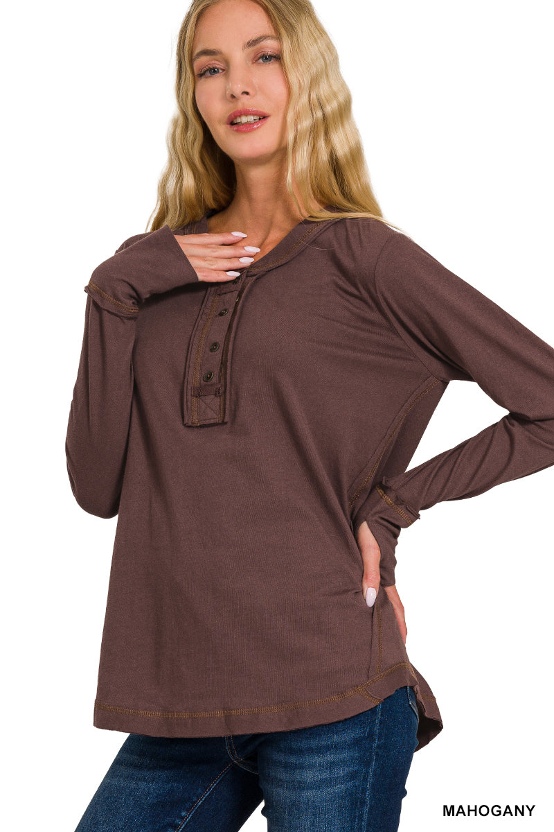 Thumb hole cuff long sleeve top in 4 colors