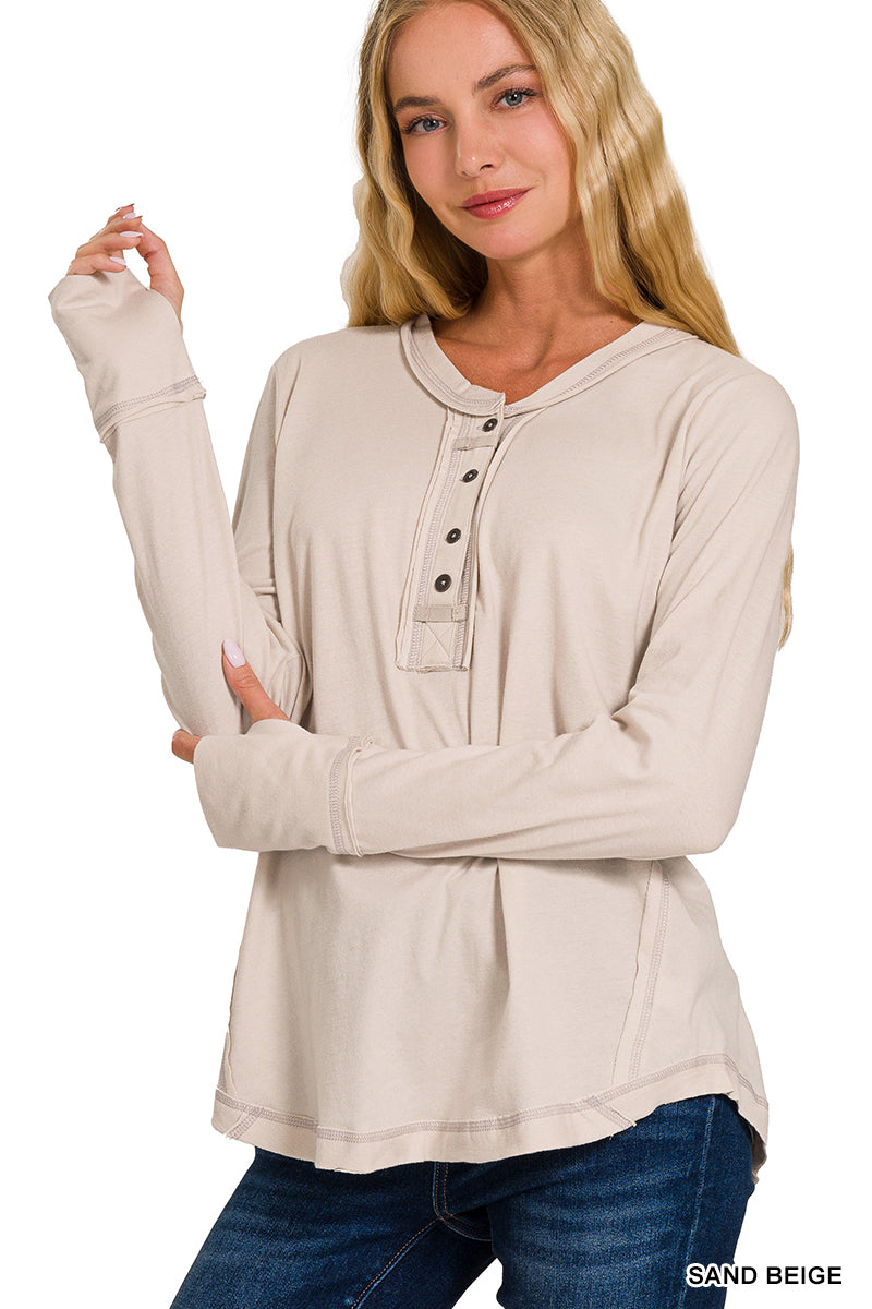 Thumb hole cuff long sleeve top in 4 colors