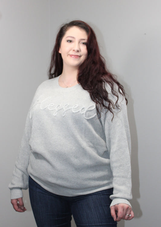 BLESSED SWEATER in 2 colors Heather Grey and White