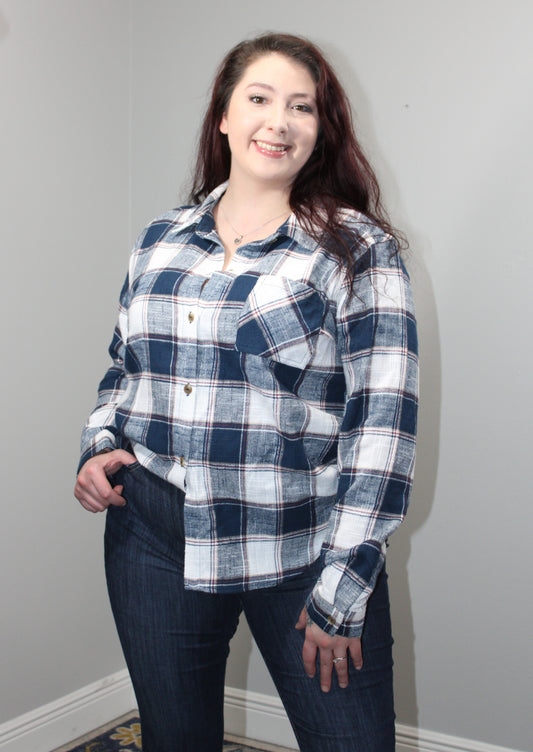 COTTON PLAID SHACKET WITH FRONT POCKET