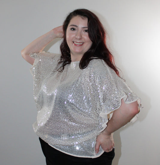 Poppin Champagne Sequin Top