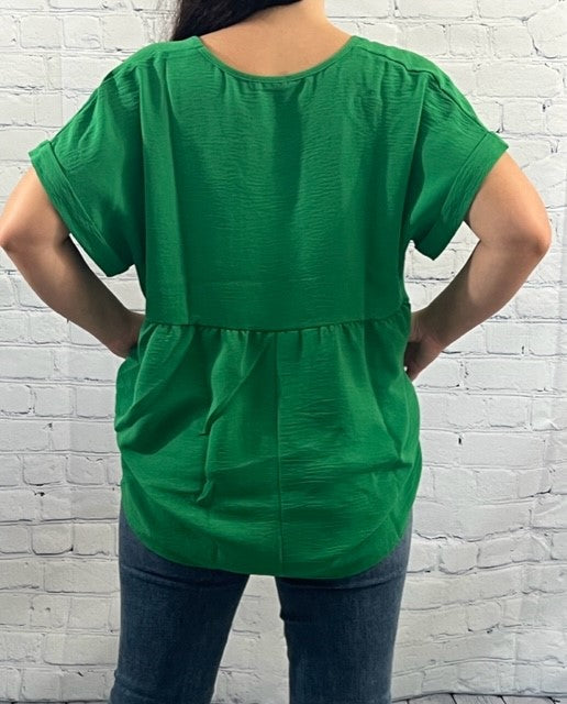 Kelly Green V-Neck Top