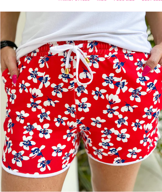 Red Rebel Floral Everyday Shorts