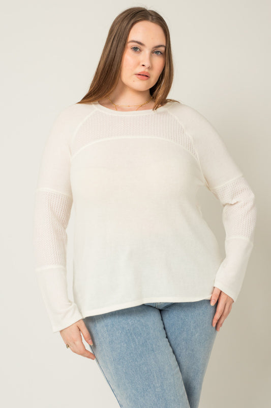 Oh So Comfy White Contrast Fabric Top